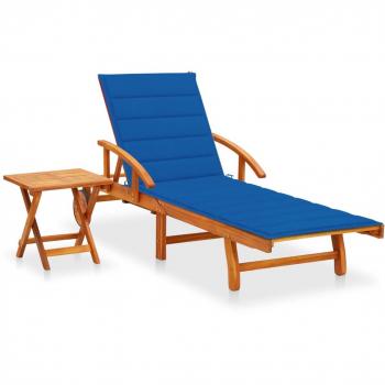 Almofadão Acácia VidaXL: Espreguiçadeira + Mesa para Jardim