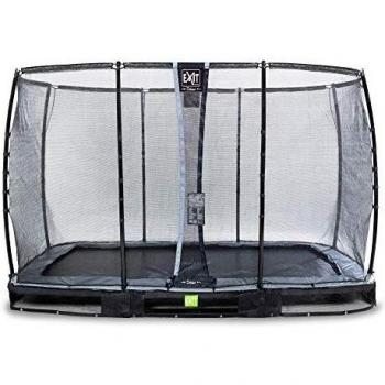EXIT Elegant Premium Trampolin im Boden, 244 × 427 cm, Schwarz + Deluxe-Netz