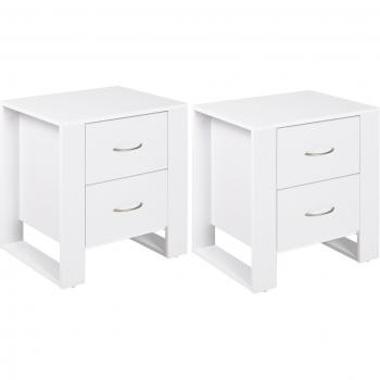 Drawer Bedside Table with Elevated Base, White