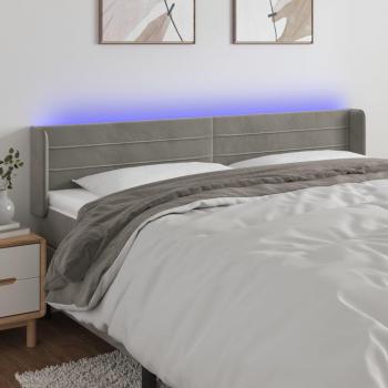 Cabecero con LED terciopelo gris claro 183x16x78/88 cm vidaXL