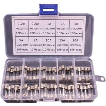 100 fusibili 5x20mm in vetro 0,2A 20A
