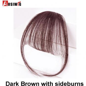 AOSIWIG frange émoussée extensions de cheveux synthétiques haute température noir brun