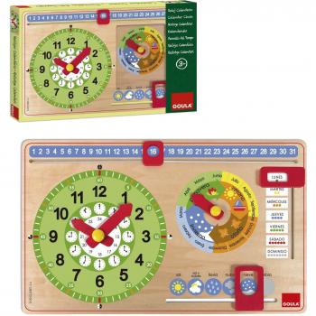 Orologio di legno con calendario Diset 51315, 49 x 32 cm