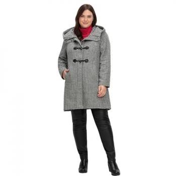 Dufflecoat Sheego in A-Linie mit Hahnentrittmuster für Damen Gr. 42