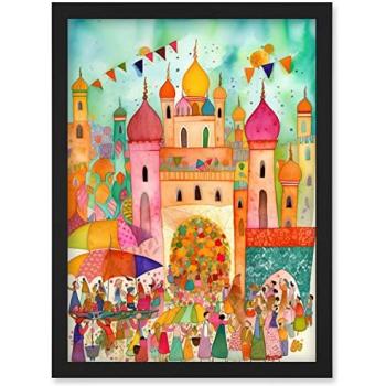 A4 Islamic Celebration Folk Art Canvas