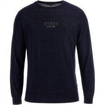 Blue Polyester Crewneck Sweater