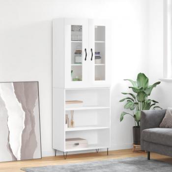 Vidaxl's High Gloss White Highboard: 69.5x34x180 cm, Engineered Wood