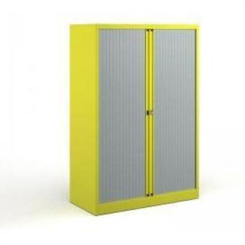 Medium Yellow Bisley Lockable Steel and Aluminium Tambour Cupboard with DST65YE Specifications