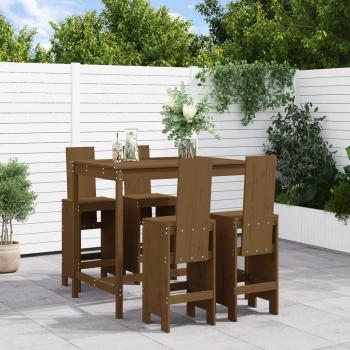 VidaXL 5 Piece Garden Bistro Set Honey Brown Solid Wood Pine