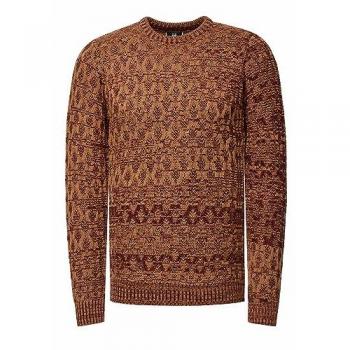 Rusty Neal Herren Grobstrickpullover mit Muster in Camel, Größe M