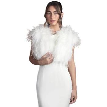 Coast Women's Large Ivory Feather Bridal Bolero Cape