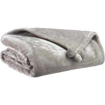 Plaid Vivaraise TENDER POMPONS Grigio