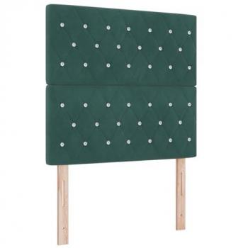 EcoGlow Velvet Box Spring Bed 90x190 cm, Dark Green, LED