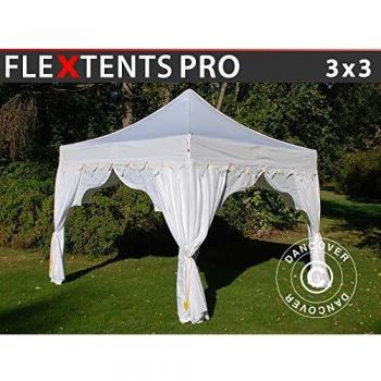 Carpa Plegable Impermeable FleXtents pro 'Raj' 3x3m Blanco/Oro