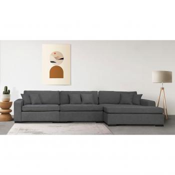 Polsterelement Skara XXL L‑Form (Dunkelgrau) – 400 × 86 × 190 cm, 100 % Polyestervollstoff