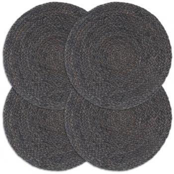 VidaXL Dark Grey Round Placemats, 4 pcs, Jute, 38 cm