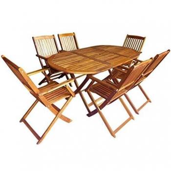 Set da Pranzo da Giardino 7 pz Pieghevole in Massello di Acacia