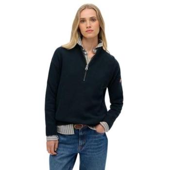 Superdry Women’s Oversized Half‑Zip Knitted Trucker‑Style Sweater – Eclipse Navy