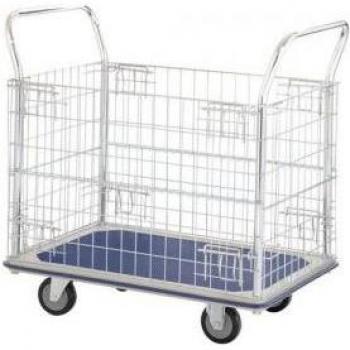 Slingsby Platform Trolley 400682 in Steel Grey color, featuring a heavy-duty steel construction and a spacious truck bed