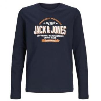 Jack&Jones Junior Langarmshirt JJELOGO O-Neck Regular Fit Dunkelblau
