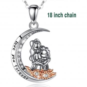 Collar de Plata 925 con Colgante de Luna Te Quiero por Siempre para Abuela