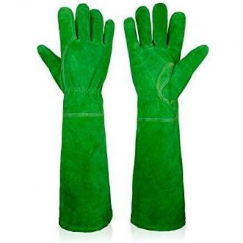 Cowhide Leather Long Sleeve Rose Pruning Gloves, Thorn Proof Garden Work Gauntlet