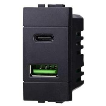 Chargeur Prise Murale USB Bticino Livinglight 5Vdc 3.1A Noir
