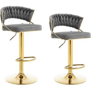 Bar Stool Regolabile Alto con Poggiapiedi, Grigio Tenebroso – Woltu
