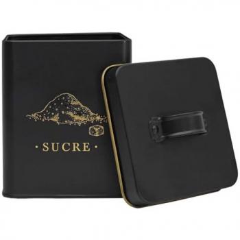 Boîte à Sucre en Métal Élégante Lounge 19cm Noir et Doré
