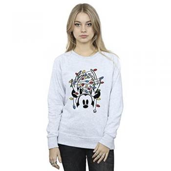 Disney Merry Mickey Head‑LED Sweatshirt for Women, Grey, 2XL