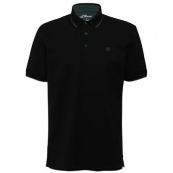 Polo Shirt Herren – s.Oliver Größe S, schwarzes Obermaterial, Piqué‑Design