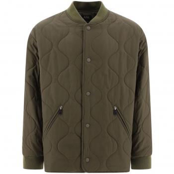 A.p.c. Men's Green Quilted Jacket Florent