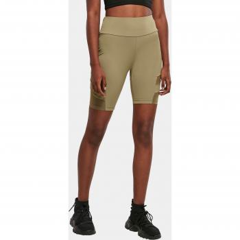 Stoffhose URBAN CLASSICS Urban Classics Damen Ladies High Waist Tech Mesh Cycle Shorts, Damen, Gr. XS, US-Größen, grün (khaki), 80% Polyimid, 20% Elasthan, unifarben, skinny fit, Hosen