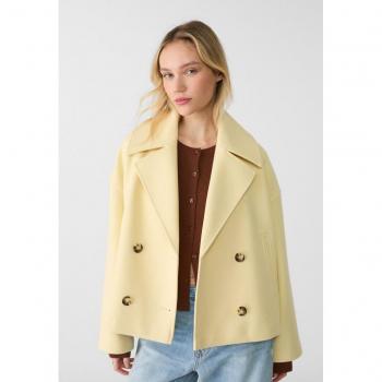 Stradivarius Compact Pastel Yellow Coat, Medium