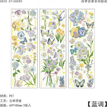 Collection d'autocollants floraux pour journal intime, 3 pièces