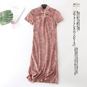 Robe Élégante en Velours avec Perles