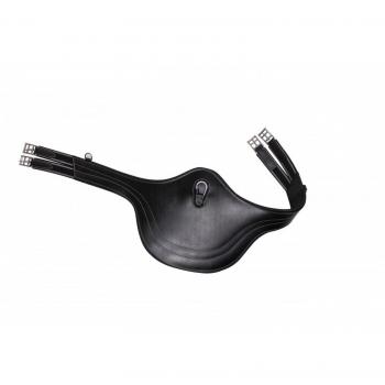 QHP Sattelgurt Springschutz Stollenschutzgurt Leder Luxus Ziernähte div. Größen Schwarz