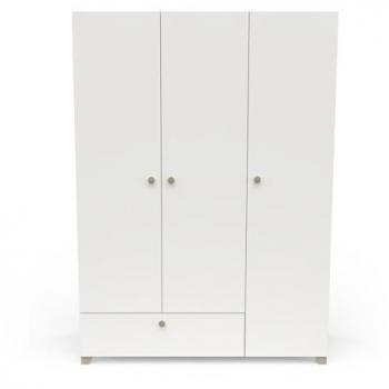 CALICOSY Armario 3 puertas 1 cajón perchero estantería roble kronberg blanco 134,6 cm