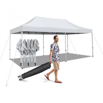 Tonnelle Pliable Costway 3x6m Anti-UV avec Sac et Roues pour Événements