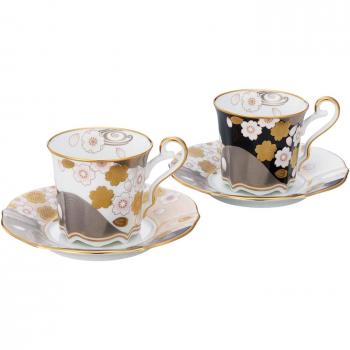 Noritake Kaffee-Set „Kirschblüte“ – 200 ml, Bone China, Yozakura Gold/Silber