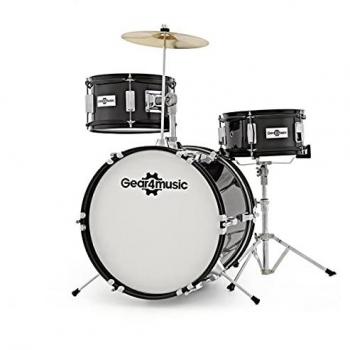 Gear4music 3-teiliges Schlagzeug für Kinder in Schwarz