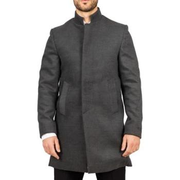 Men’s Grey Wool Blend Trench Coat – Size XL by TruClothing