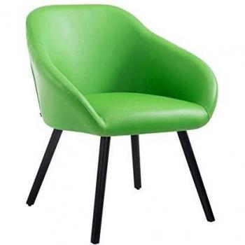 Fauteuil Salon Vert Similicuir, Accoudoir Bois – Modèle Hamburg