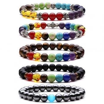 J.Fée 7 Chakra Bracelet Unisex – Confezione 5 Pezzi con Diffusori