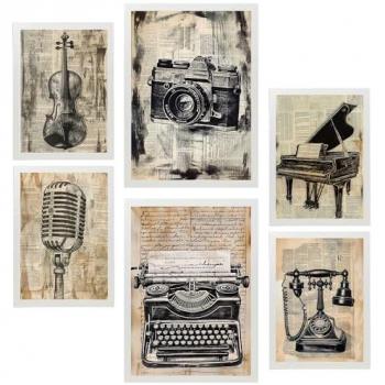 Set de 6 Cuadros Decorativos Vintage Love