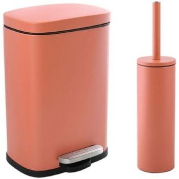 Set Poubelle à pédale 5 L et Brosse WC AKIRA – teinte terracotta mate – Modèle Spirella