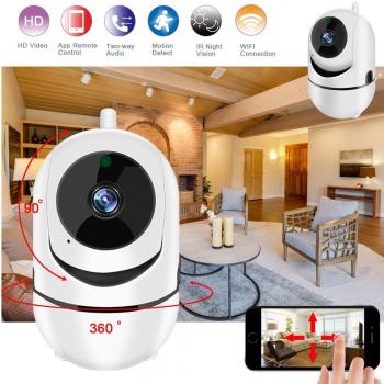 Telecamera Wi-Fi 1080P 360° con Audio Bidirezionale e Visione Notturna per Casa, Spina EU