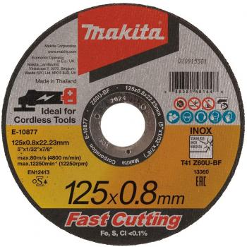 Kapskiva 125 mm, 0,8 mm för inox