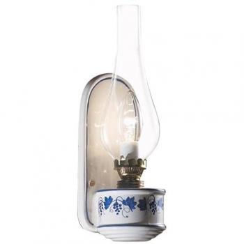 Wandleuchte Gianni, Glas und Metall, E14, 33 cm Höhe, Weintraubenmuster, Weiß & Blau