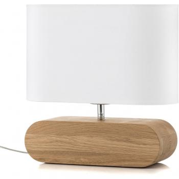 Cassì Lampada da Tavolo in Rovere e Telo Bianco
